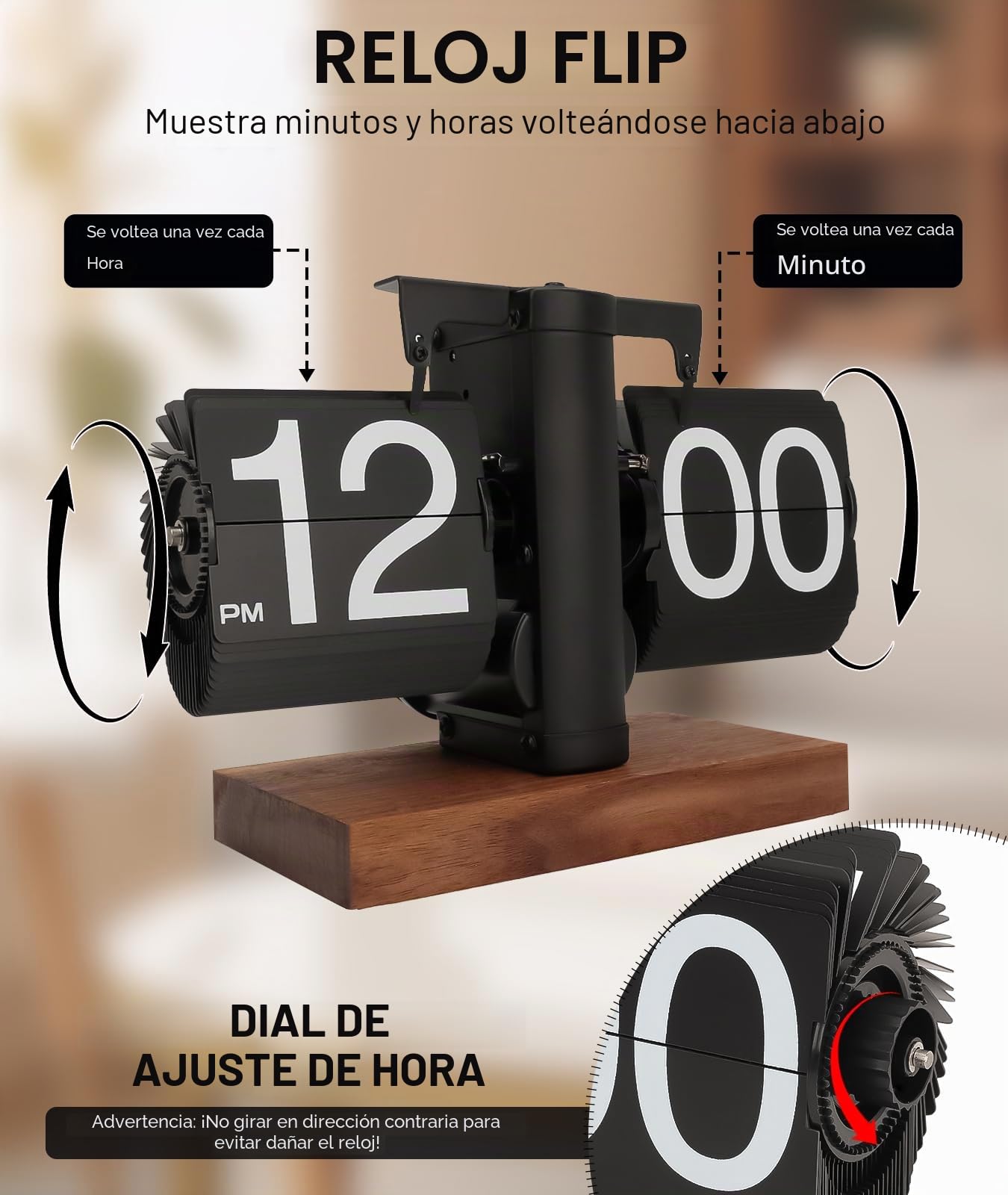 Reloj Retro Digital Automático con Tapa - Reloj de Escritorio Vintage Negro, Funciona con Pilas