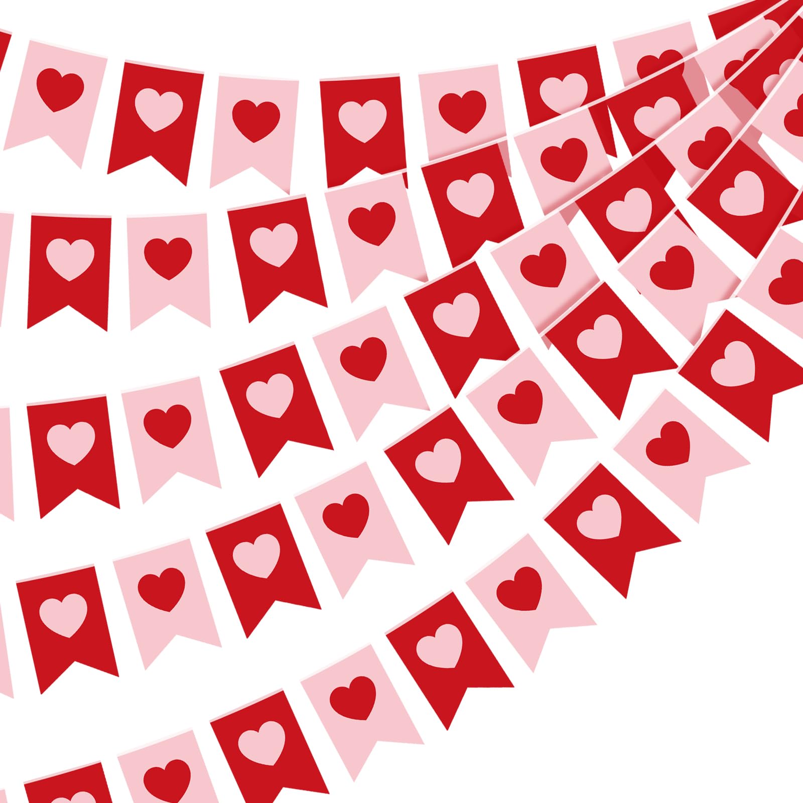 Hestya 5 pz 12,4 m rosa rosso cuore banner decorazioni San Valentino cuore rosa ghirlanda banner San Valentino bandierine banner matrimonio fidanzamento foto puntello cuori appeso ornamento San