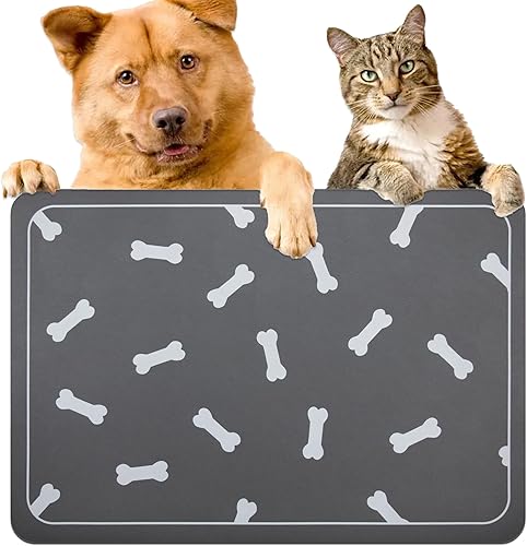 Miniatura 2 de Tapete de alimentación para mascotas para perros y gatos, absorbente, antideslizante, de diatomita, tapete para cuenco de agua para perros, súper