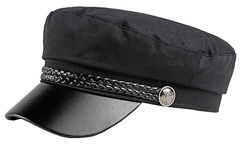 Brcus Yacht Newsboy Beret Cap - Black With Chain