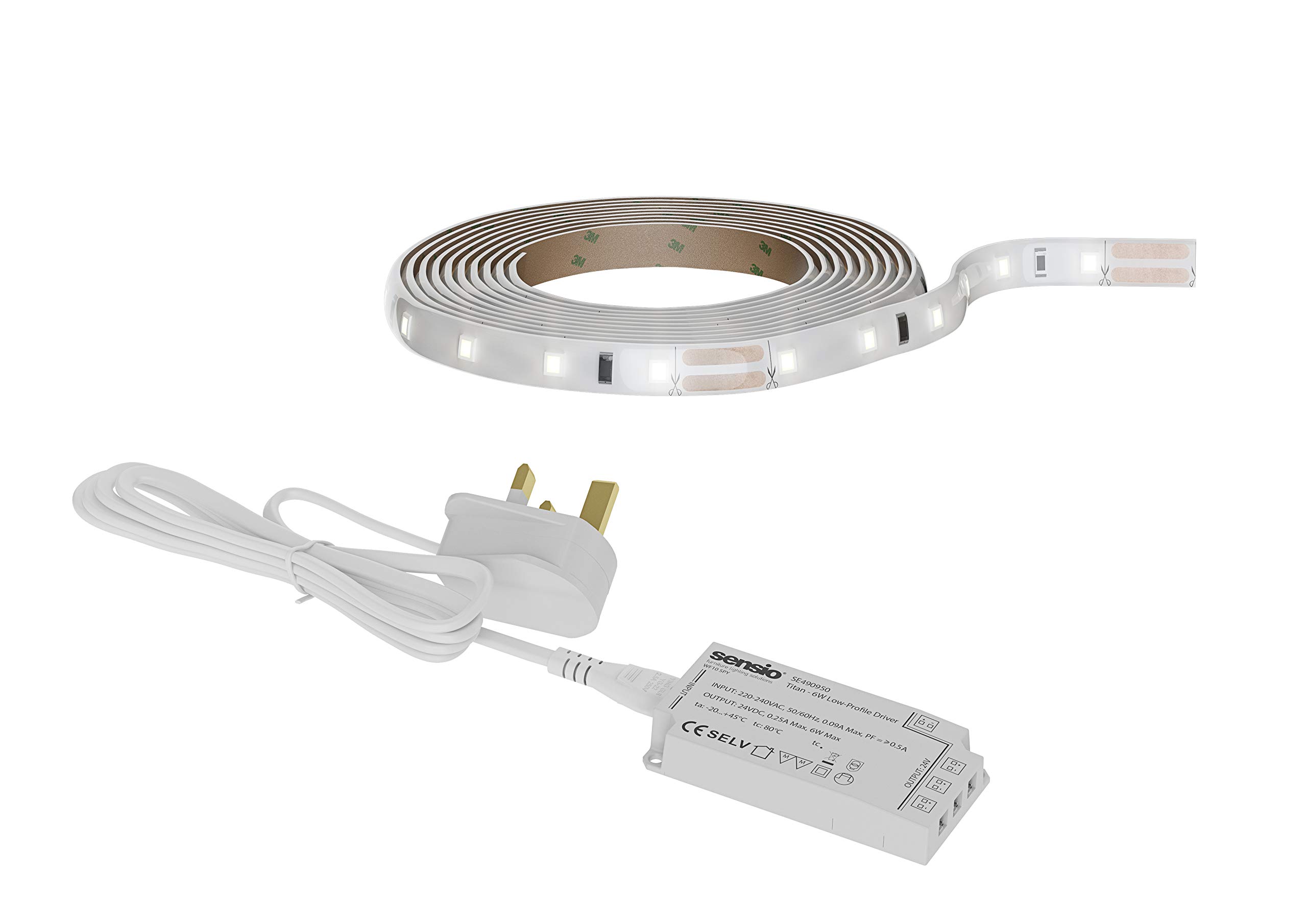 Sensio White Dart - 5M Led Flexible Strip - 1 Light Kit Inc Led Driver With Plug - Natural