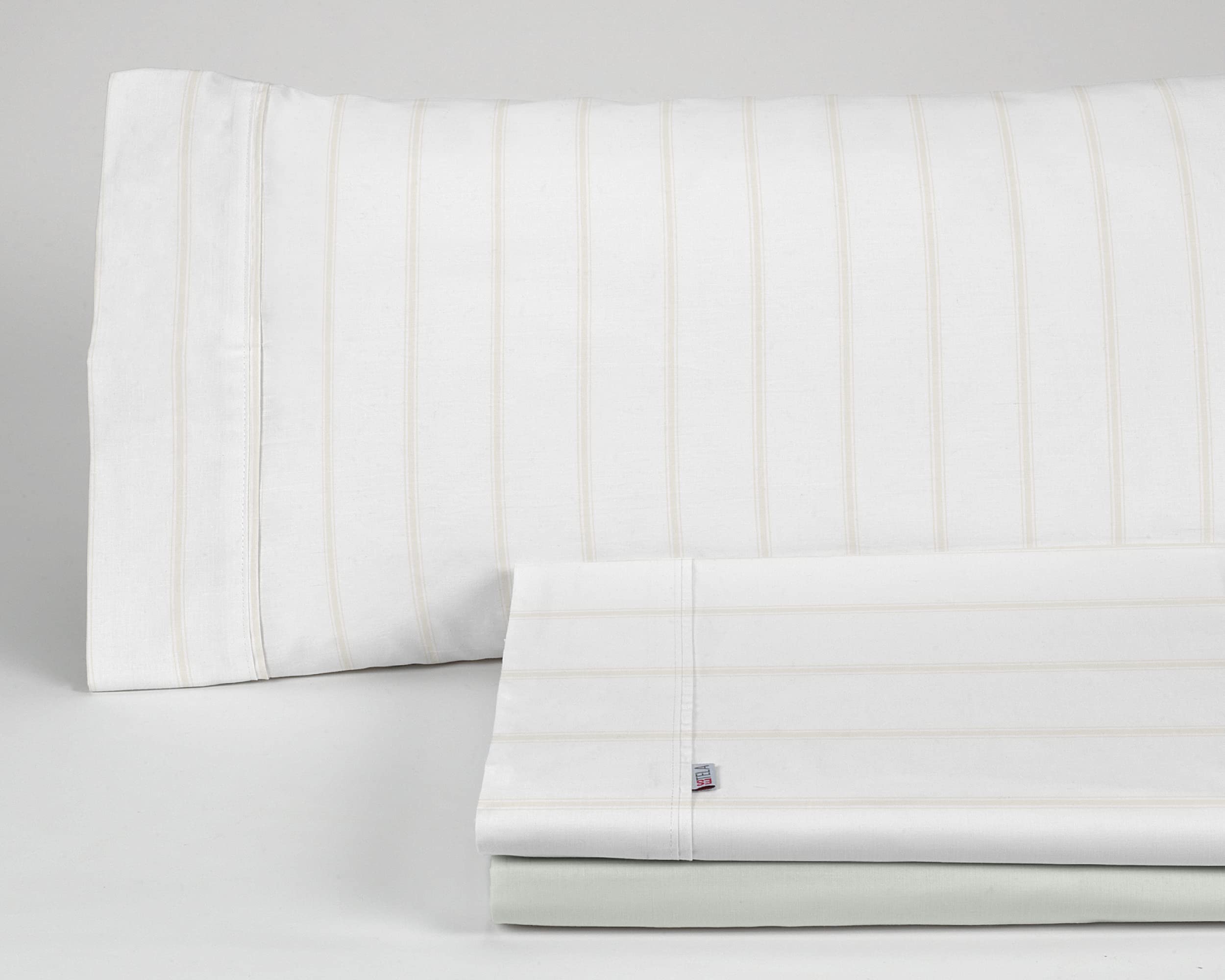Juego de sábanas de algodón Rita color piedra. Cama de 105 cm. 3 piezas