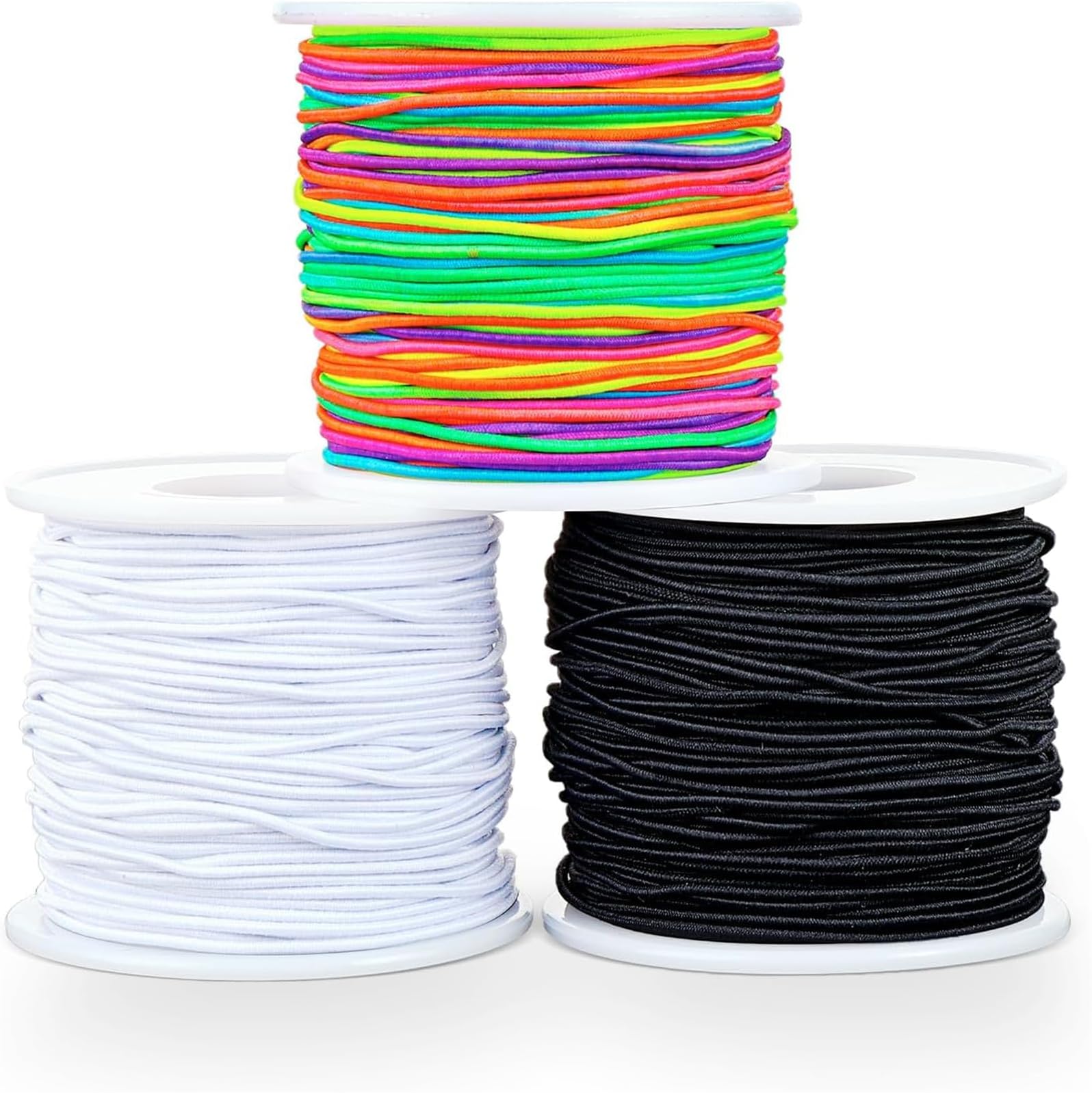Bracelet String Elastic Cord, 3 Rolls Stretchy String Elastic String Thread Rope Colorful Stretch Bead Crafting Cords for Jewelry Making, Bracelets, Necklace, Beading and Crafts, 0.8mm*50m