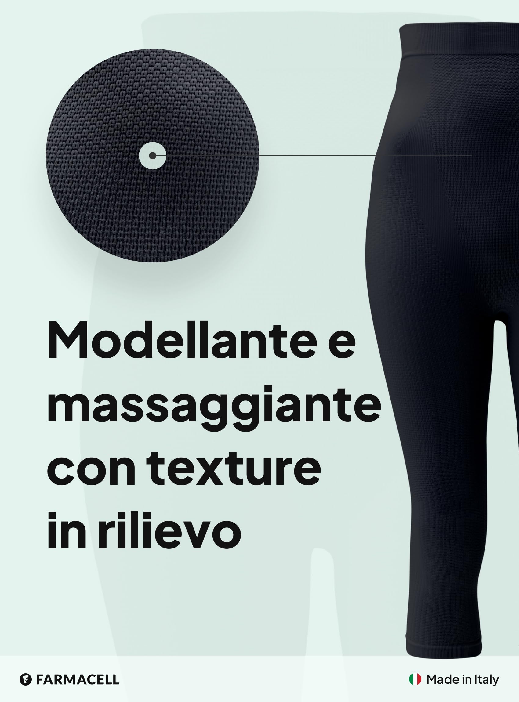 FarmaCell Leggings Anticellulite Donna 3/4, Leggings Push Up Corti Modellanti a Vita Alta, Made in Italy, 323