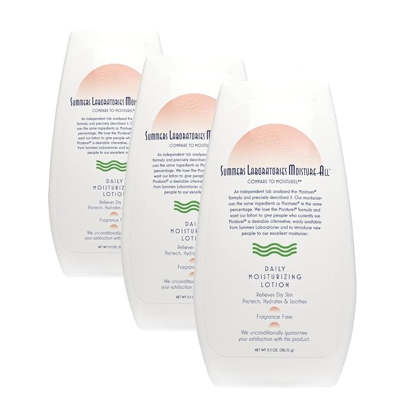 Loção corporal Summers Laboratories Moisture-All, sem fragrância, Pacote com 3