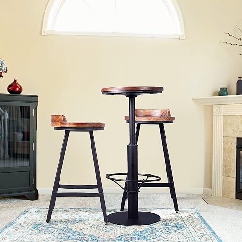 Miniatura 2 de LOKKHAN Juego de mesa de bar de 3 piezas (42 pulgadas) y 2 taburetes de mostrador (25.8 pulgadas) para bar, cocina, comedor, sala de estar,