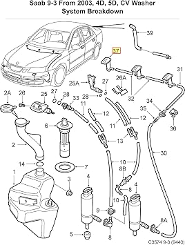 Saab Original 9-5, 9-3 Right Windshield Washer Nozzle 12778849