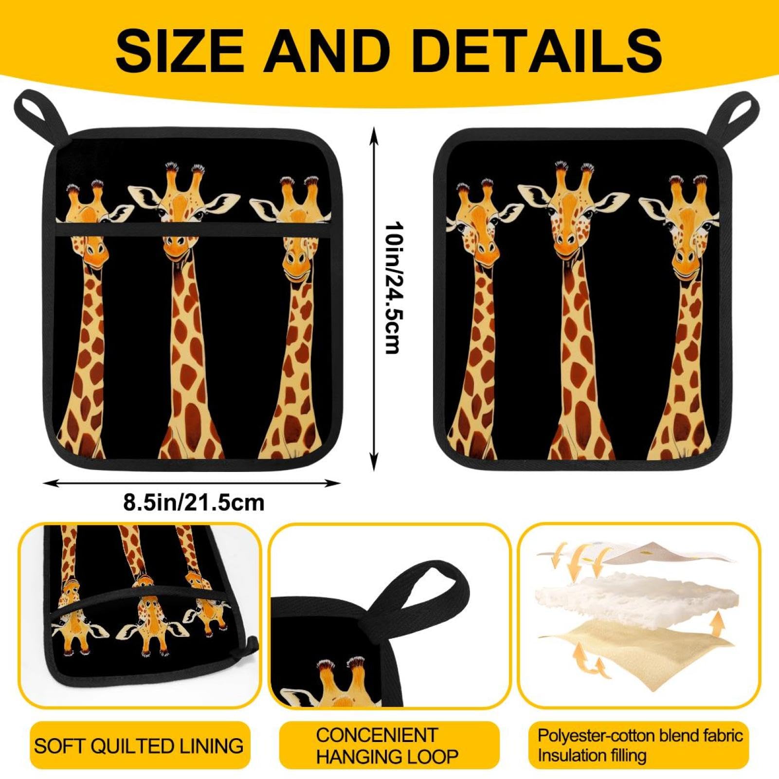 Divertenti presine con giraffe per cucina resistenti al calore cuscinetti caldi per controsoffitti presine da forno presine in cotone per cucina cottura cottura