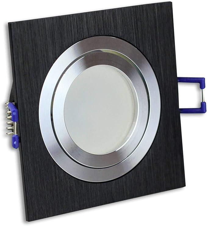 Trano LED-inbouwspots zwart - hoekig 5 watt warm wit 230V dimbaar en supervlak - zwenkbaar, 80mm boorgat, aluminium - Spotplafonds - spotinbouwlamp photo 2