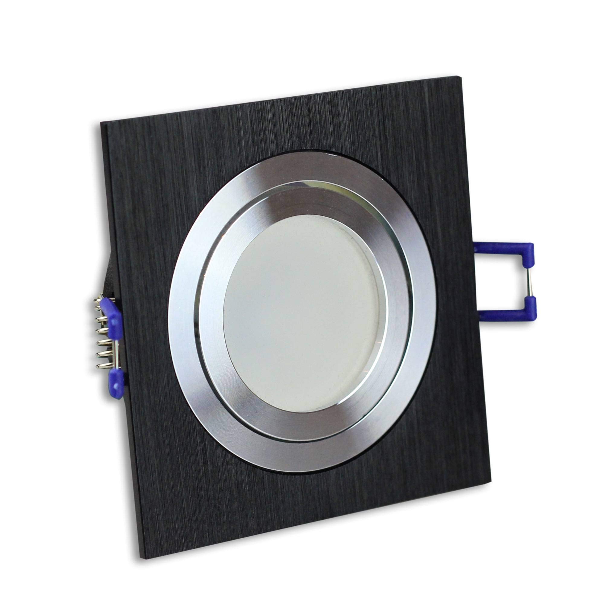 Juego de 6 focos LED empotrables negros – rectangular 6,5 W blanco neutro 230 V regulable y superplano – orientable, agujero de 80 mm, aluminio – Foco empotrable