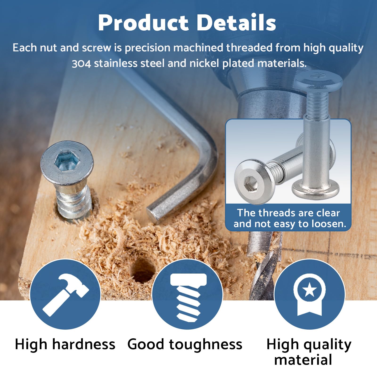 Viti Dado A Manicotto M4 In Acciaio Inox A2 - 10 Pezzi Per Mobili - Foto 3