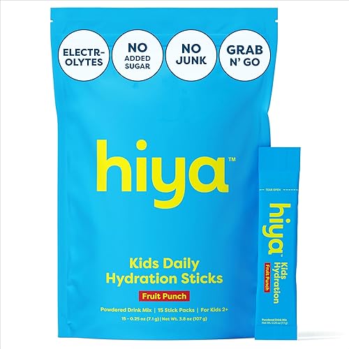 Miniatura 9 de Hiya Kids Hidratación con Electrolitos - Polvos de Hidratación para Niños con Sabor a Bayas sin Azúcar Añadida - 15 Palitos - Mezcla de Bebida