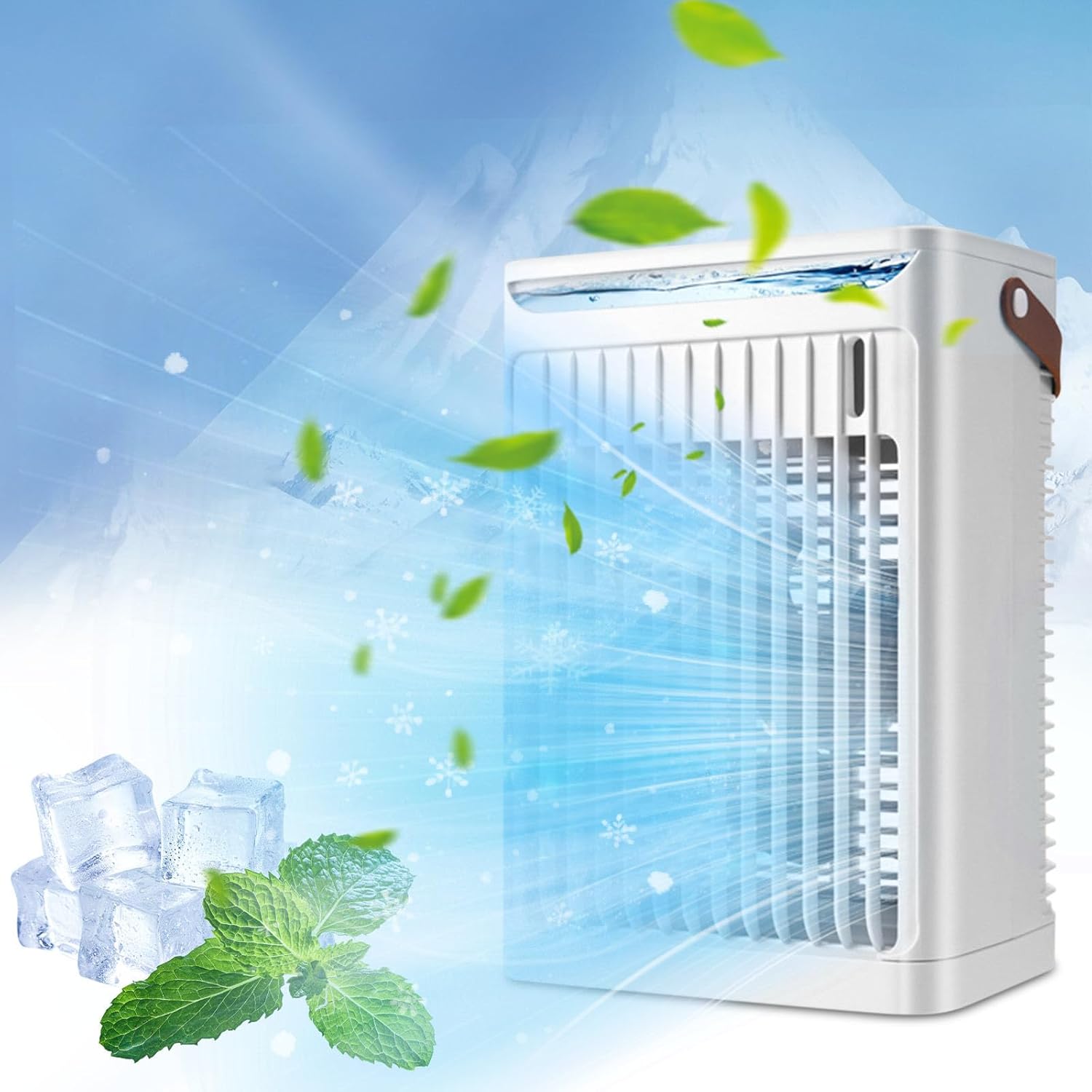 Portable Air Conditioners, Evaporative Air Cooler, Portable AC Unit with 680ML Water Tank, 5 Wind Speed & 2 Cooling Mist Modes, USB Plug in Personal Mini Air Conditioner (1Pcs)