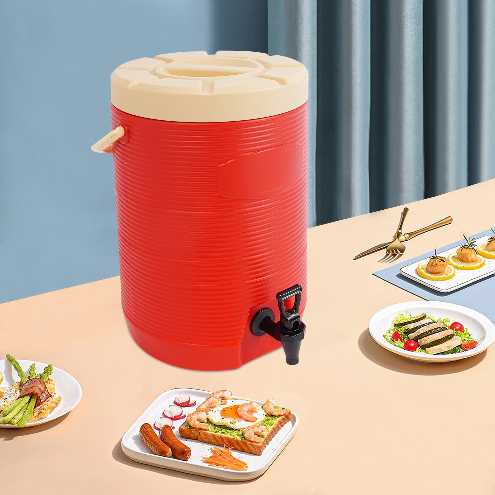 Dispensador de bebidas aislado de 15,4 L, termo, 8 horas de almacenamiento de calor, dispensador térmico para bebidas calientes y frías, con grifo para café, té o vino caliente