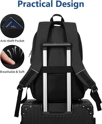 Miniatura 5 de Mochila para laptop para hombre, mochila escolar para adolescentes, niños, viajes de negocios, bolsa antirrobo con puerto de carga USB, resistente