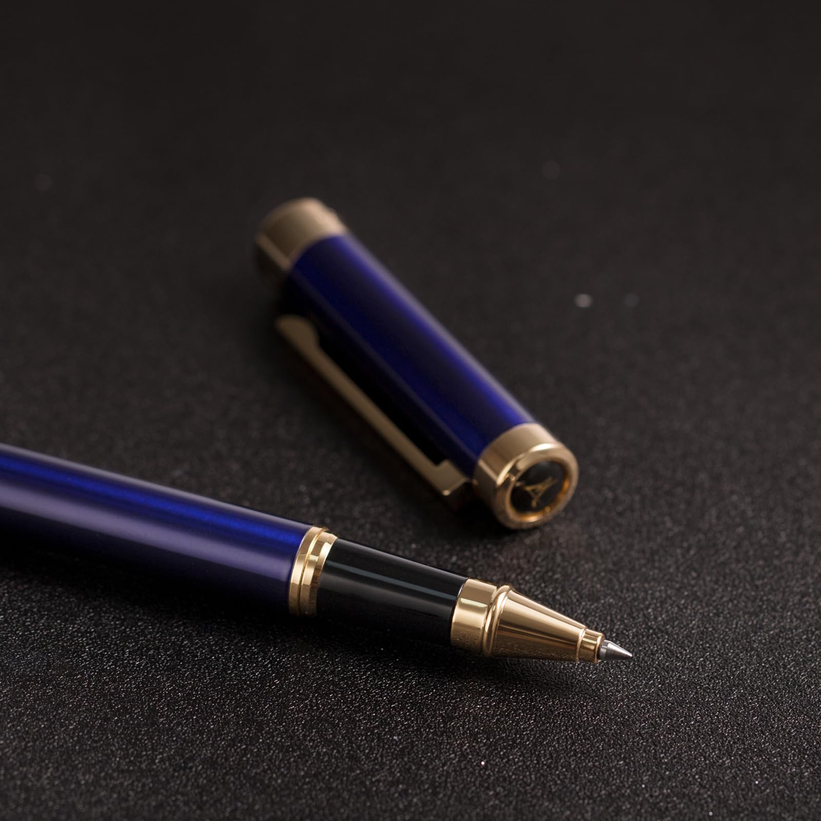 Bolígrafo de lujo con acabado dorado de 24 quilates, diseños elegantes y elegantes, tinta refull, el mejor juego de regalo para hombres y mujeres, profesional, oficina ejecutiva (azul)