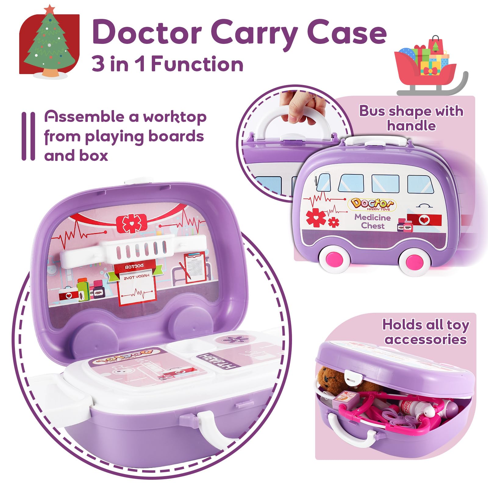 HYAKIDS Kit Veterinario Bambini Giocattolo, Set Valigetta Dottore con Peluche Cane e Luci e Suoni, Giochi di Imitazione, Regalo per Ragazze Ragazzi 3 4 5 Anni