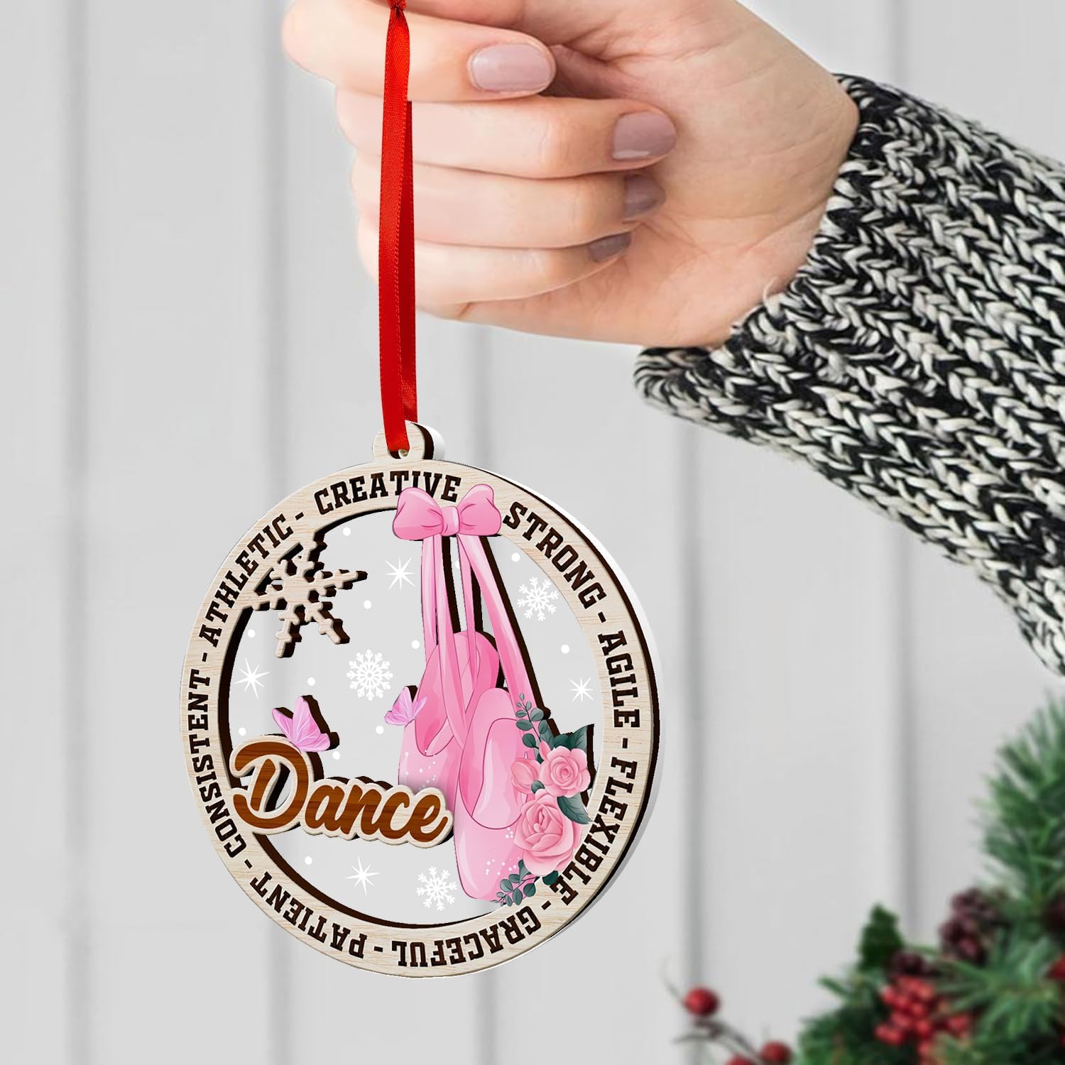 Dance Christmas Ornaments, Ballet 2 Layer Wood & Acrylic Ornament for Girl, Kids Dancer Ornament Decoration, Sports Fan Ornaments 2025, Dance Gifts for Christmas Decor.