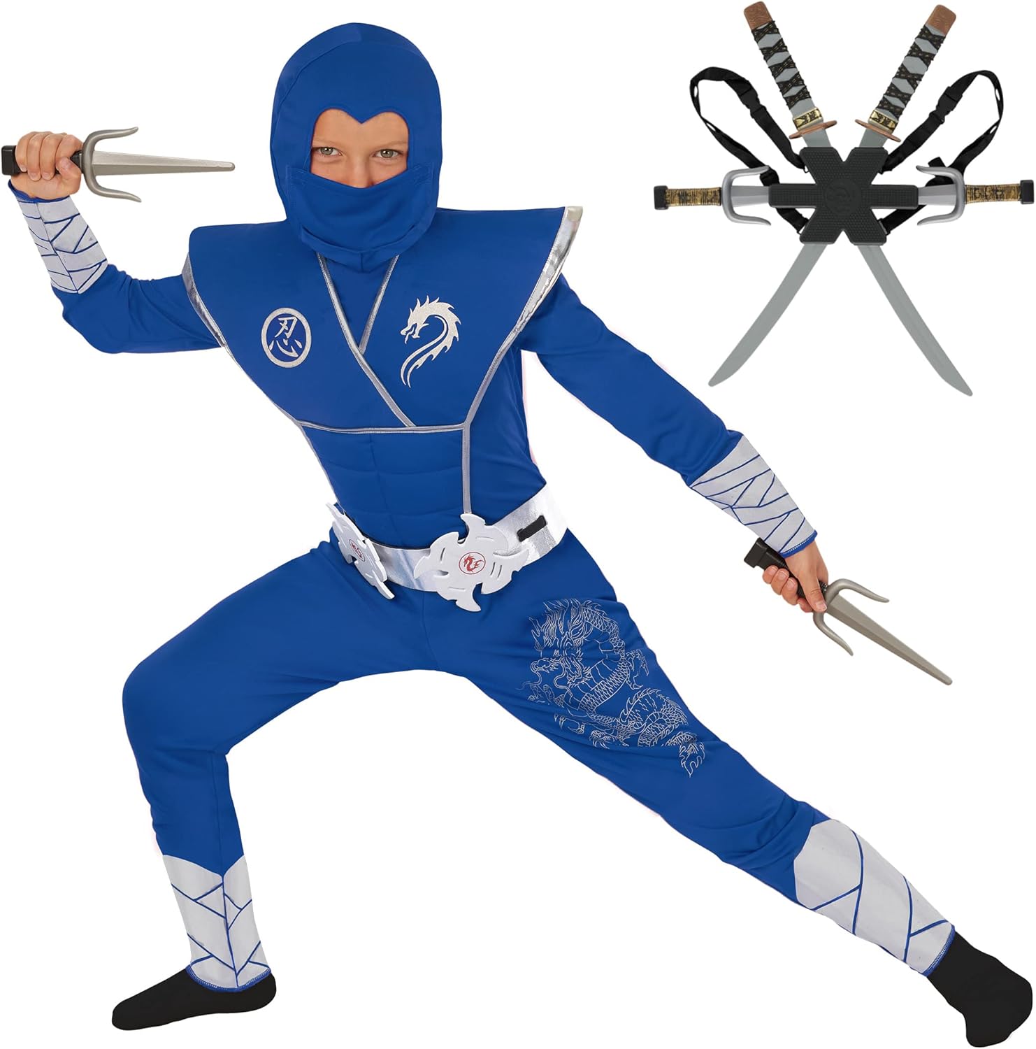Morph Deluxe Boys Ninja Costume With Ninjas Toy Swords Accessory, Kids Ninja Costumes, Boy Halloween Costume