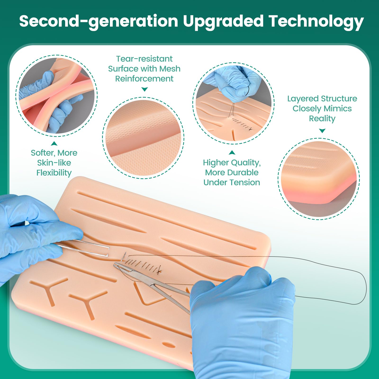 Ultrassist Suture Pad, 3-Layer Silicone Practice Pad with 14 Wounds — Amazon image 4