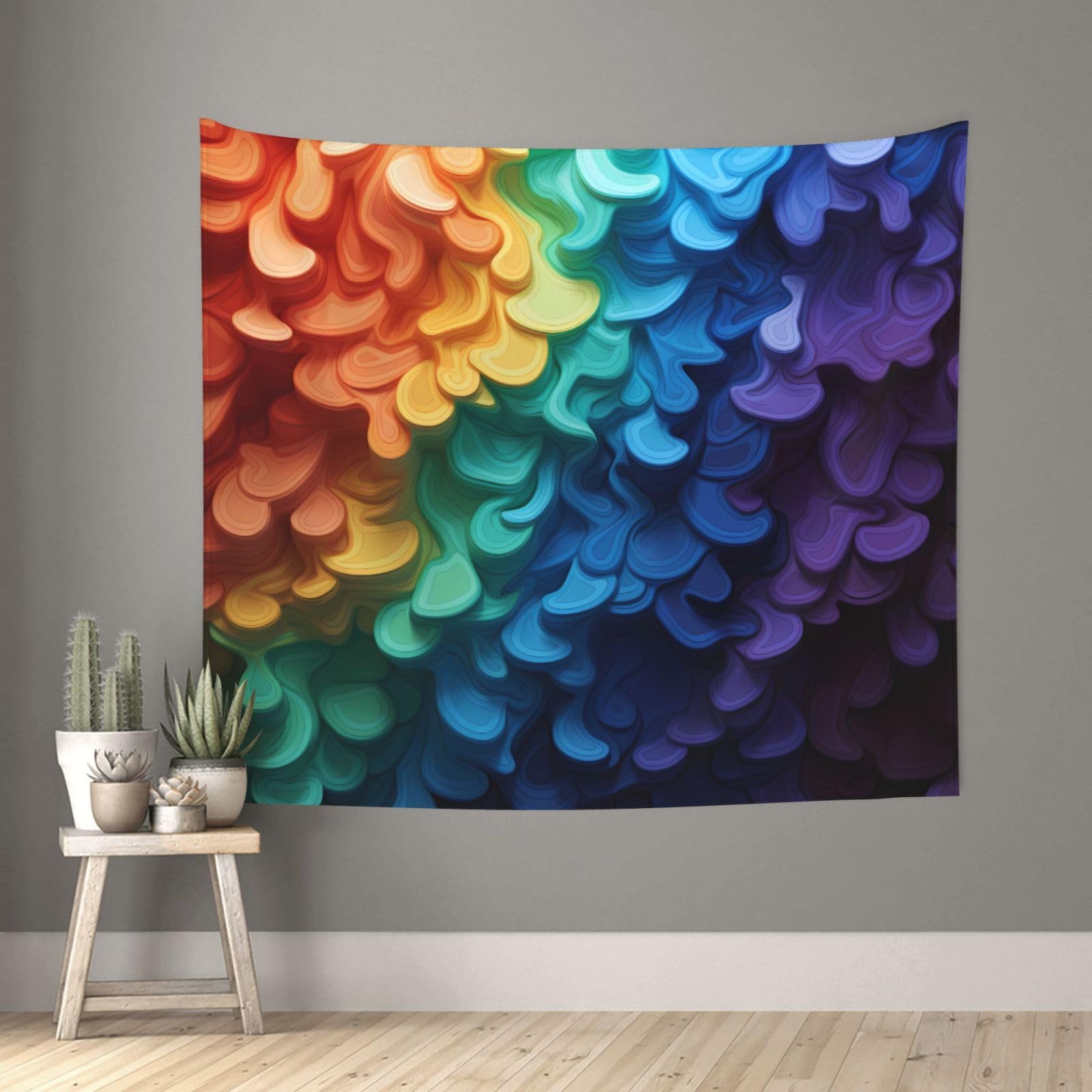 Tapestry Wall Hanging for Bedroom Aesthetic Wall Mural Tapestries 152x130 cm Art Backdrop Rainbow pattern background Tapestries Landscape Poster Tapestry for Living Room Dorm Office Home Decor
