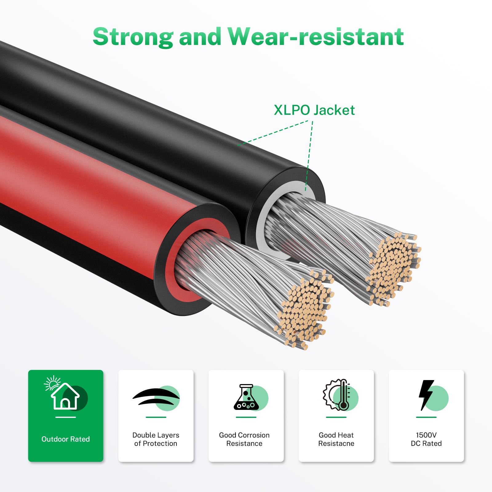 FIRMERST Solarkabel 2×6mm² für Photovoltaikanlagen rot schwarz 25 Meter