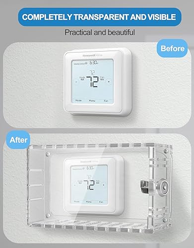Miniatura 4 de Caja de bloqueo de termostato transparente con llave, cubierta de termostato con cerradura, caja de bloqueo de termostato de CA, caja de bloqueo