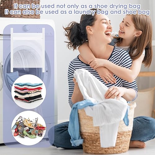 Miniatura 6 de Prasacco Bolsa para secadora de zapatos, 13.8 x 15.7 pulgadas, bolsa de red para lavar y secar zapatillas para secadora, bolsas de lavandería,