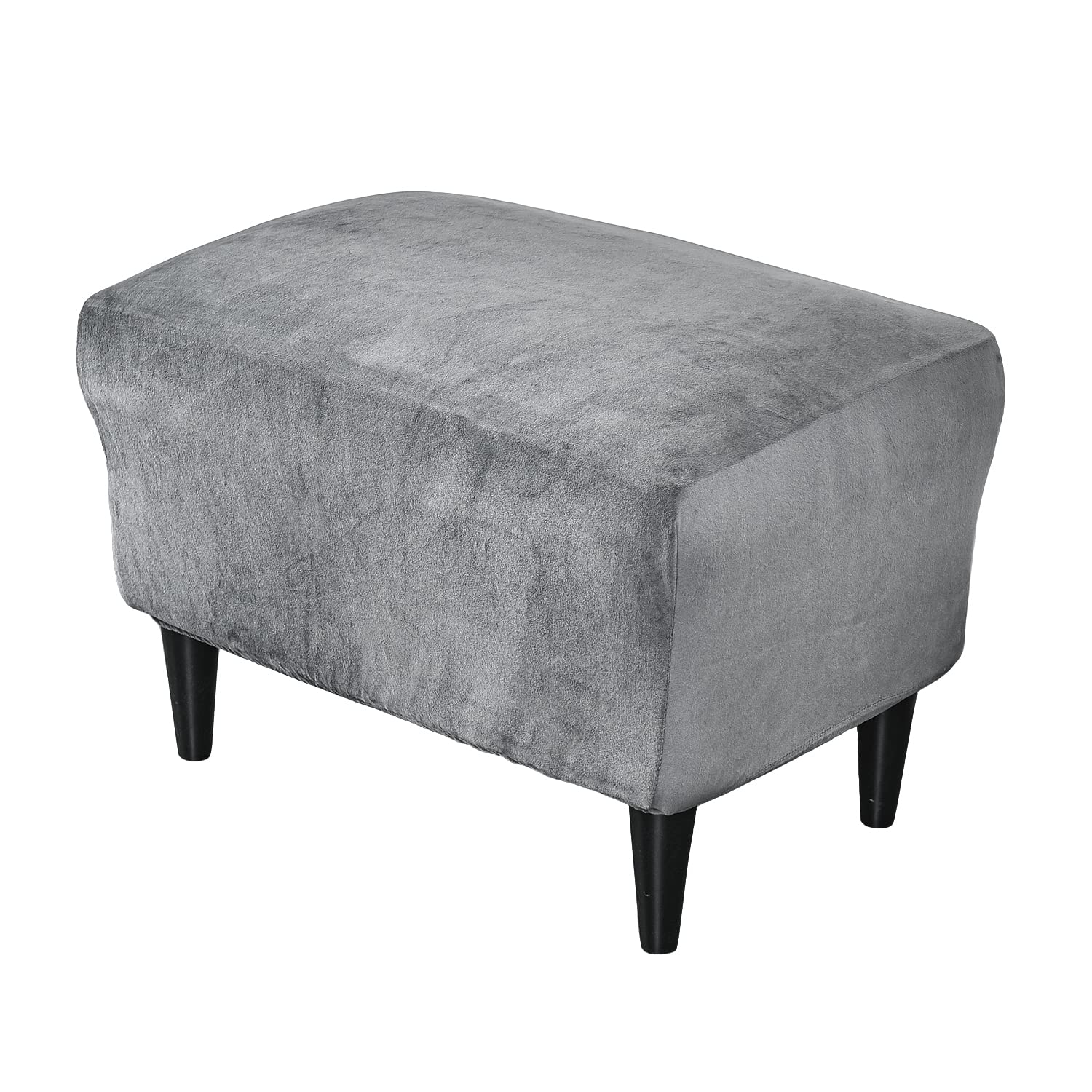 Funda otomana elástica de terciopelo gris para taburete y arcón