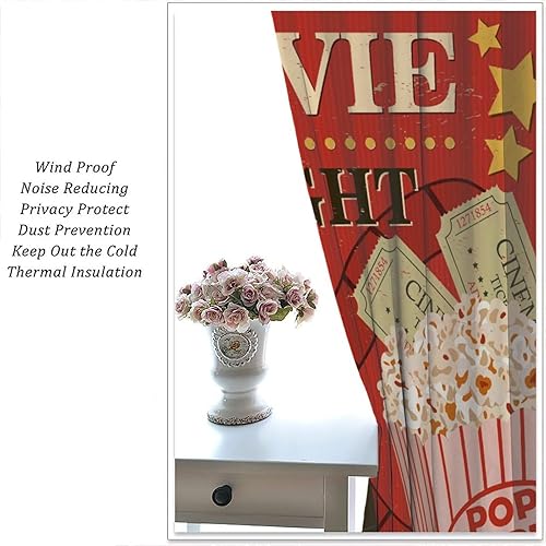 Miniatura 44 de Cortinas opacas para cine en casa, diseño retro moderno, tiras de película de palomitas de maíz para cámara de película, bolsillo para barra,