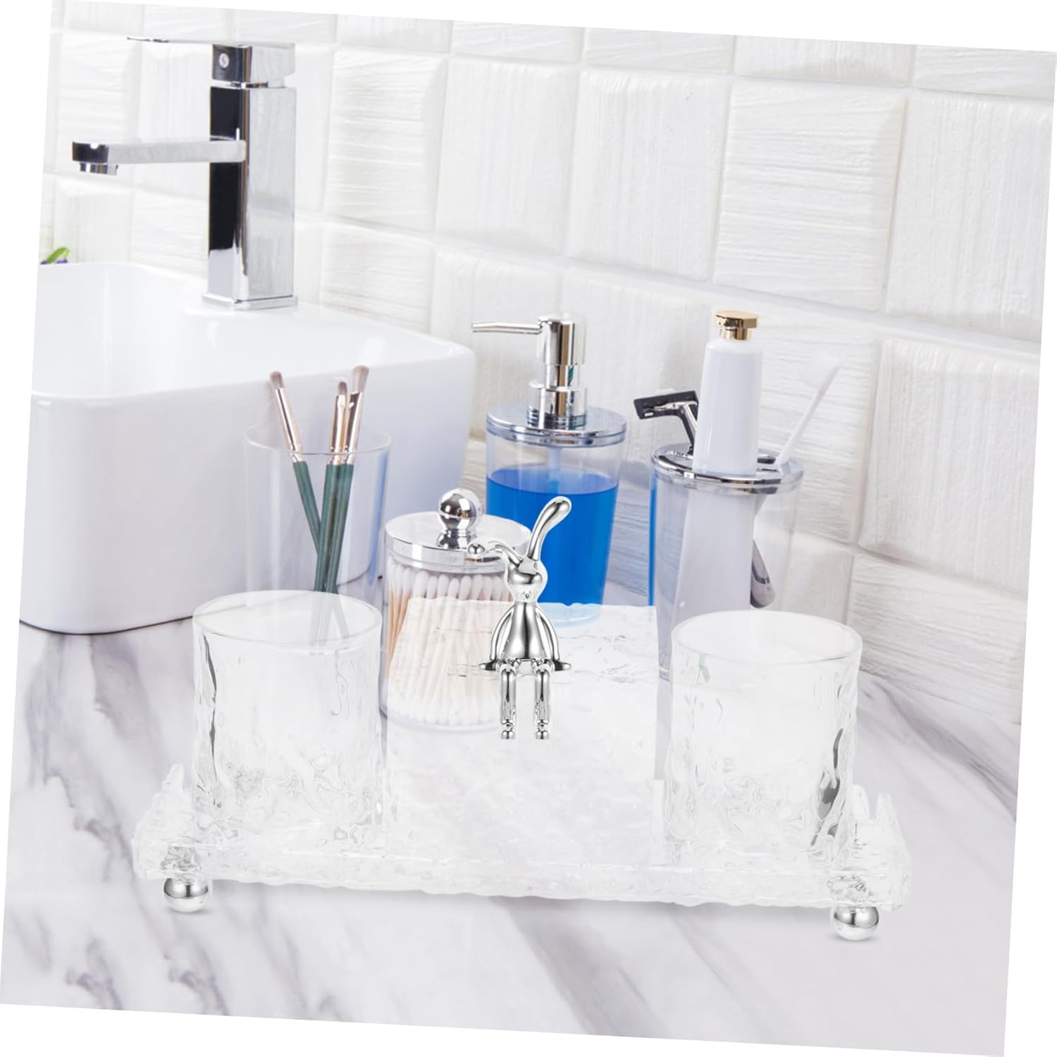 Toothpaste Holder Brush Rack Toothbrush Cup Stand Modern Bathroom Storage Organizer for Sink