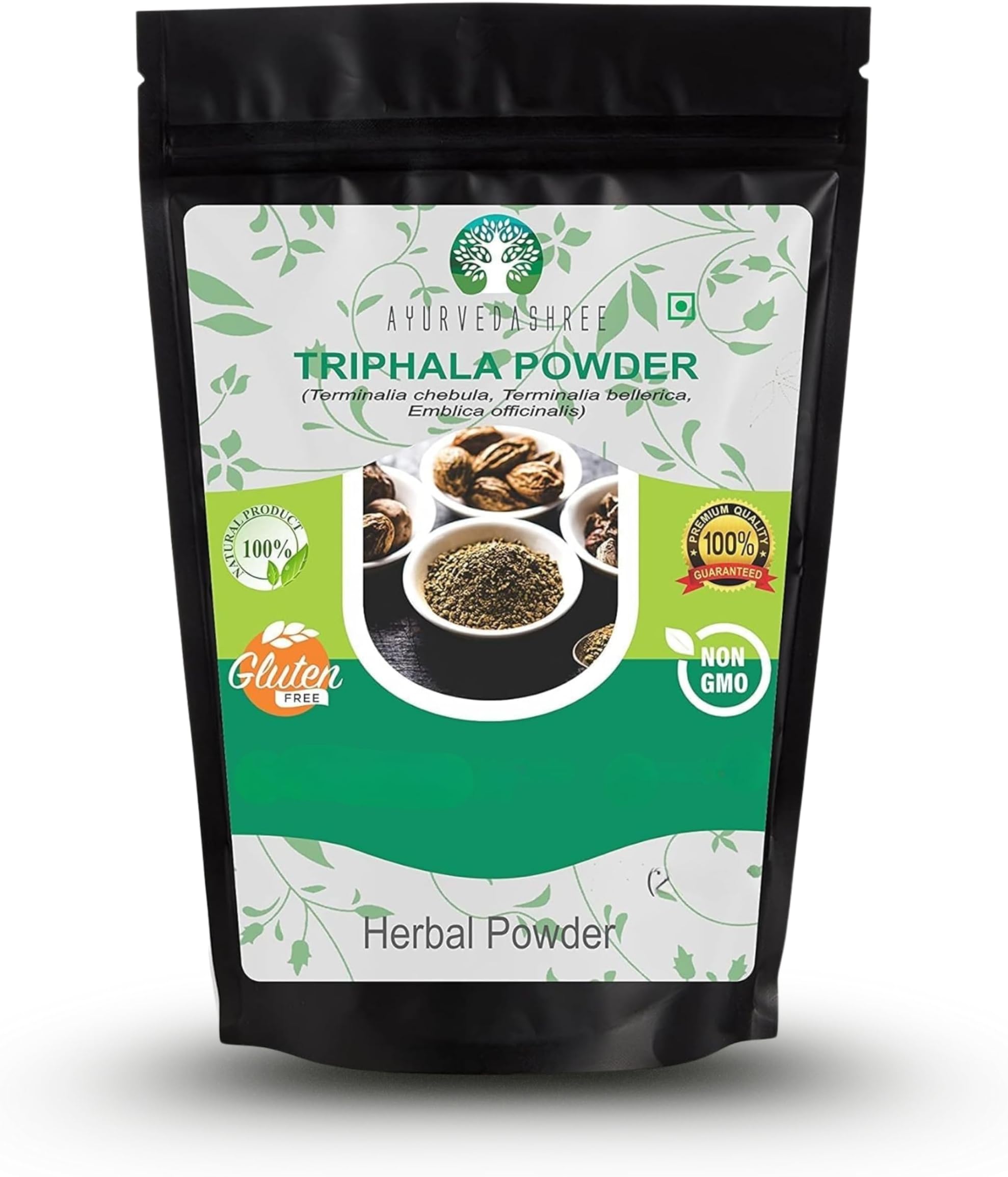 AYURVEDASHREE Triphala Powder - 1 kg Pouch, Triphala Combination of Amalaki (Emblica officinalis), Bibhitaki (Terminalia bellirica), Haritaki (Terminalia chebula)