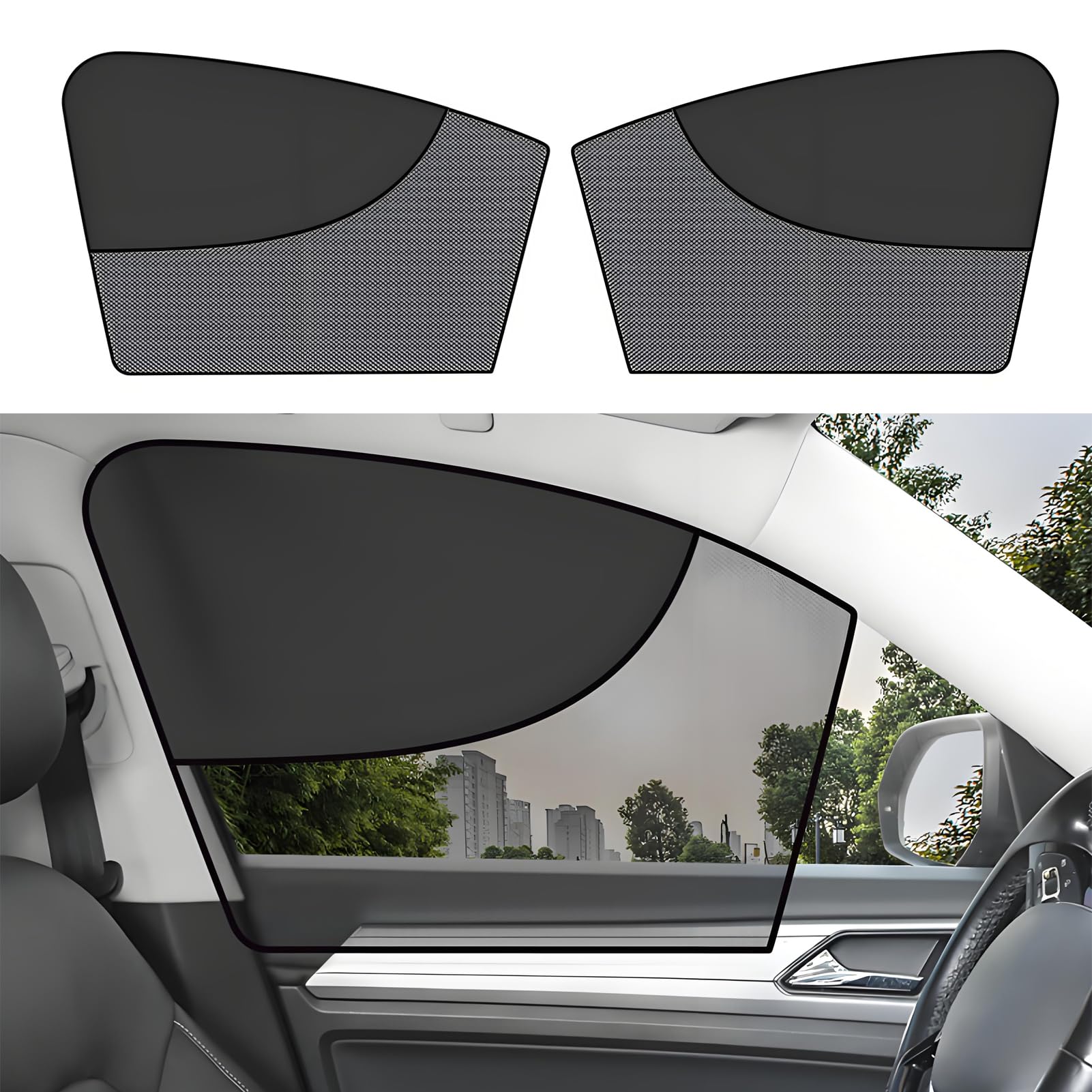 2PCS Pare-Soleil Voiture Magnétiques Double Couche, Auto Pare Soleil Vitre Laterale avec Ombrage Complet/Partiel, Bloquer Les Rayons UV/Chaleur, Pose Rapide, Protege Soleil Voiture Avant Conducteur
