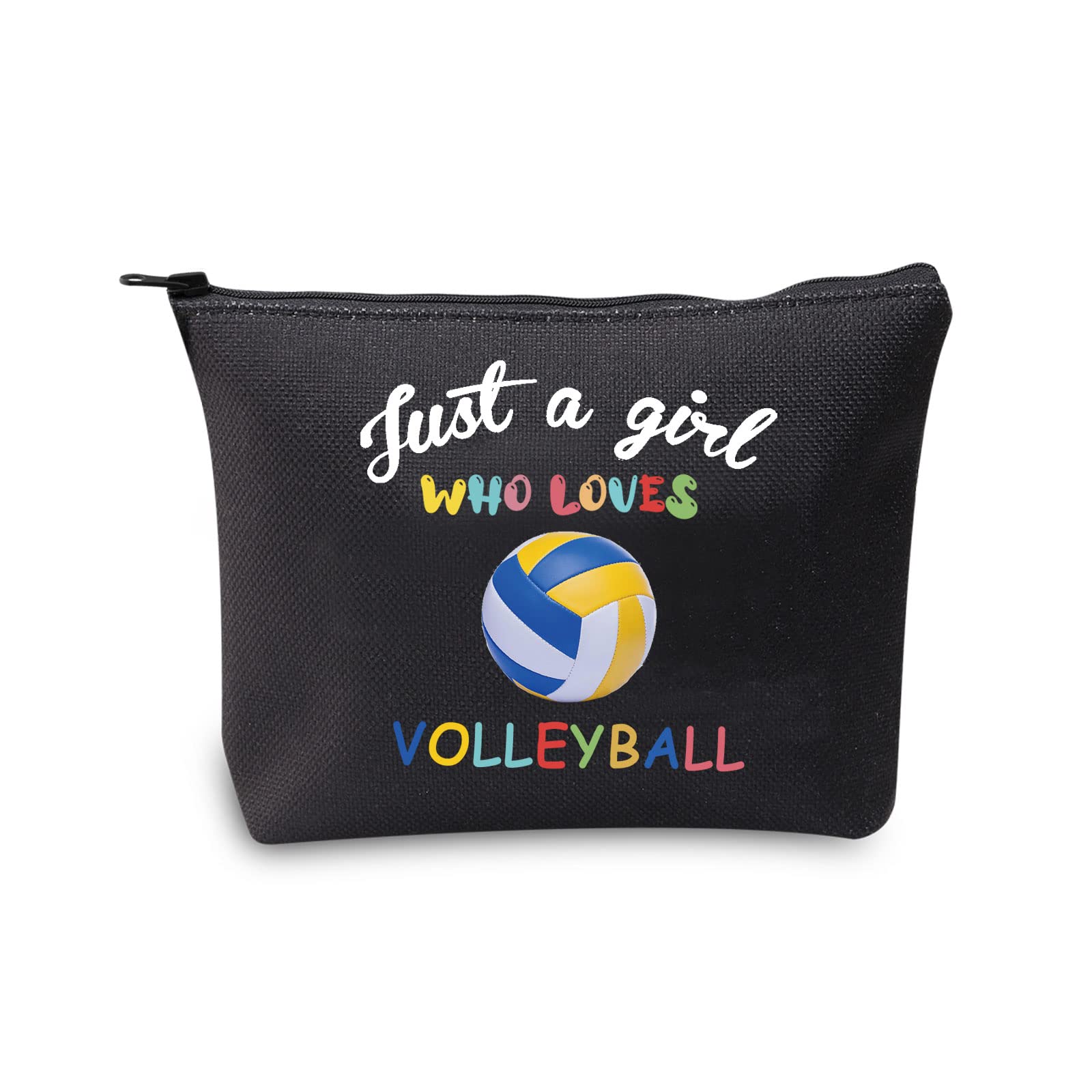 Just a Girl Who Loves Volleyball Makeup Bags Girl Volleyball Gifts for Volleyball Players Lover Cosmetic Bag Zipper Travel Bag (Volleyball Girl Black Bag)