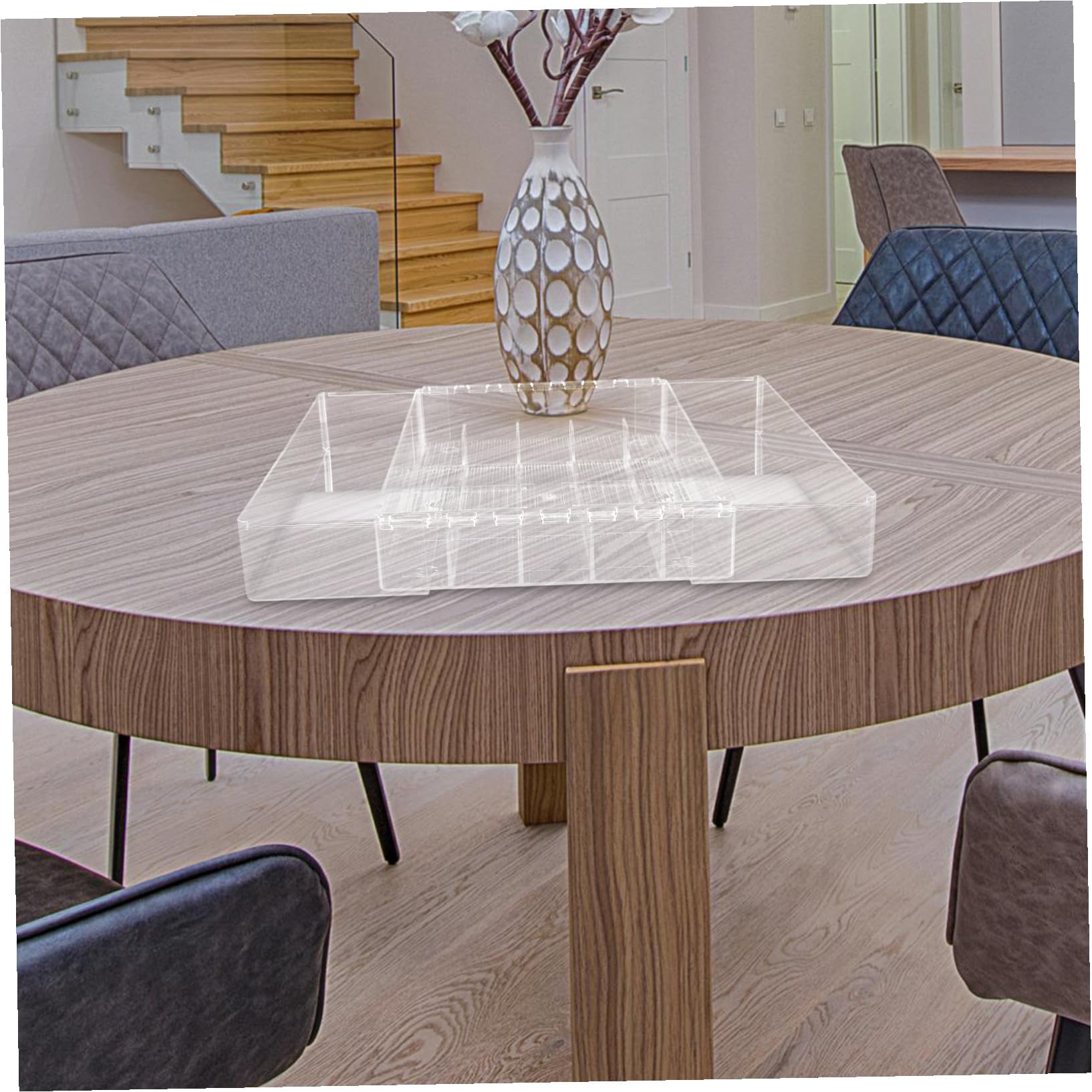 minkissy Erweiterbarer Besteckkasten aus Acryl mit Verstellbaren Fächern für Küchenschubladen und Schlafzimmer Stabiler und Leichter Utensilienorganizer mit Mehreren Abteilungen