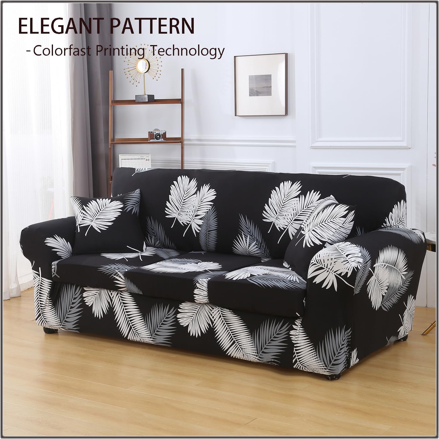 LANSHENG Printed Couch Covers for 3 Cushion Couch 4 Piece Floral Pattern Stretch Sofa Cover with Separate Cushion Cover Washable Sofa Furniture Protector Slipcovers (Large, 3 Seater) : Home & Kitchen