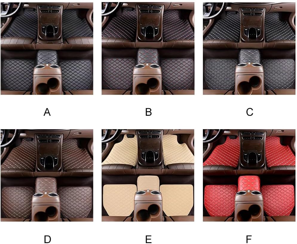 5 Pcs Waterproof Leather Car Floor Mats Car Floor Mats Mats Automobile Interior Carpet Accessories Interior Anti-Slip, Black