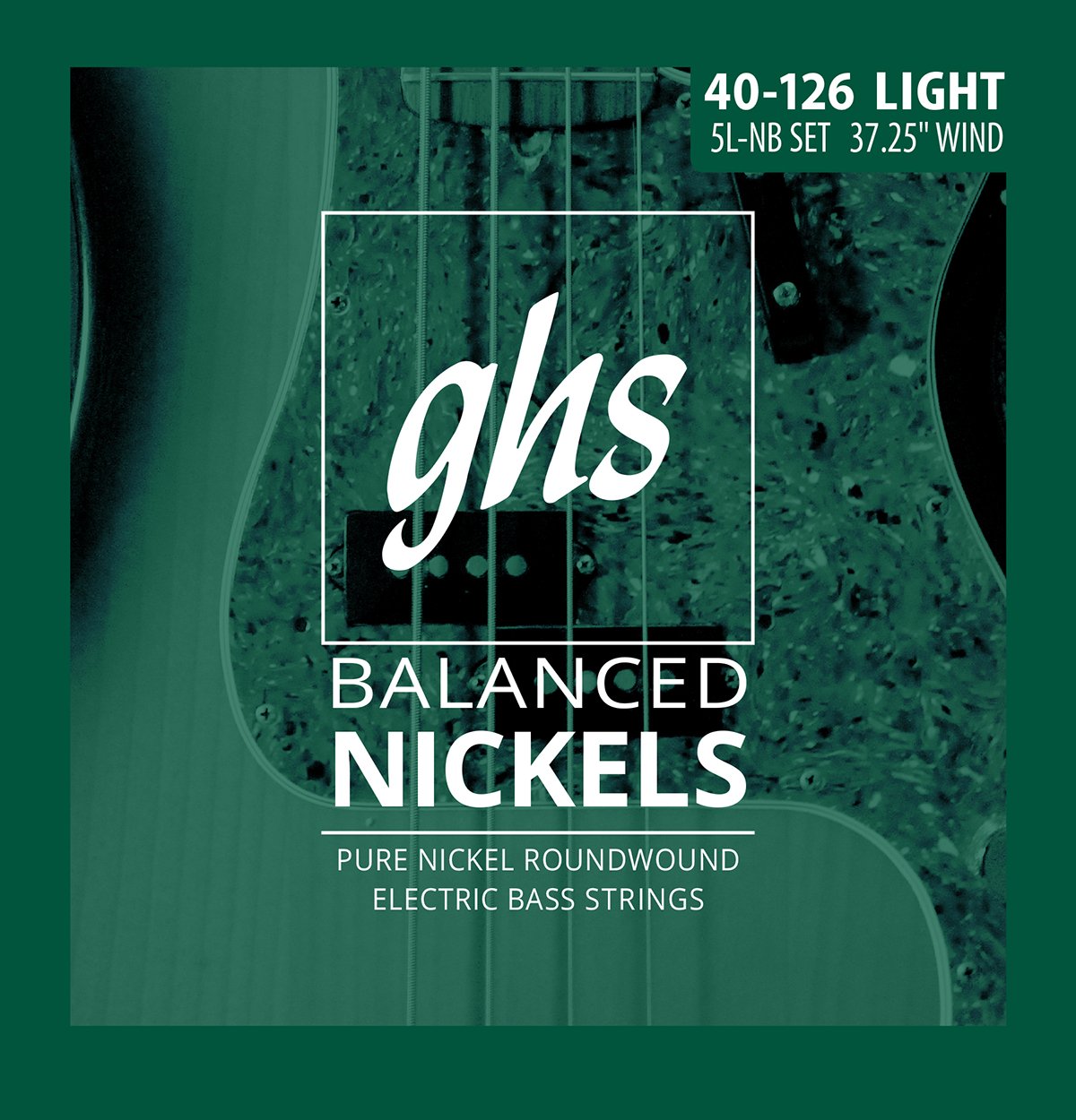 GHS™ Strings »BALANCED NICKELS - 5L-NB - 5-STRING BASS« Corde per Basso Elettrico - Pure Nickel 205 - Light: 040-126
