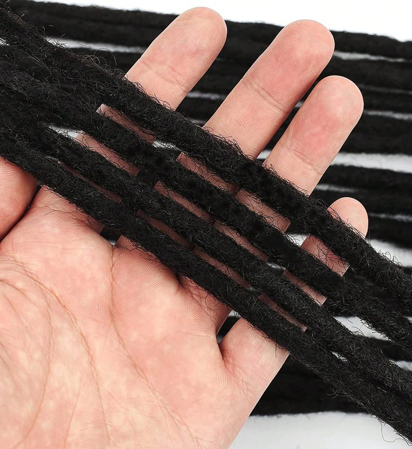 100% Human Hair Pencil Dreadlocks Extensions for Women/Men/Kids DIY - 10inch Small Size 0.4cm Thin Locs - Natural Black - 3 Packs (90 Strands)