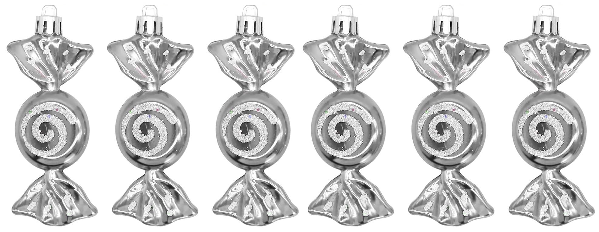 Ukdeals Direct Silver Ukdeals Direct® Christmas Candy Decoration Candy Props Christmas Tree Hanging Ornament Candy Baubles 6Pcs (Silver)