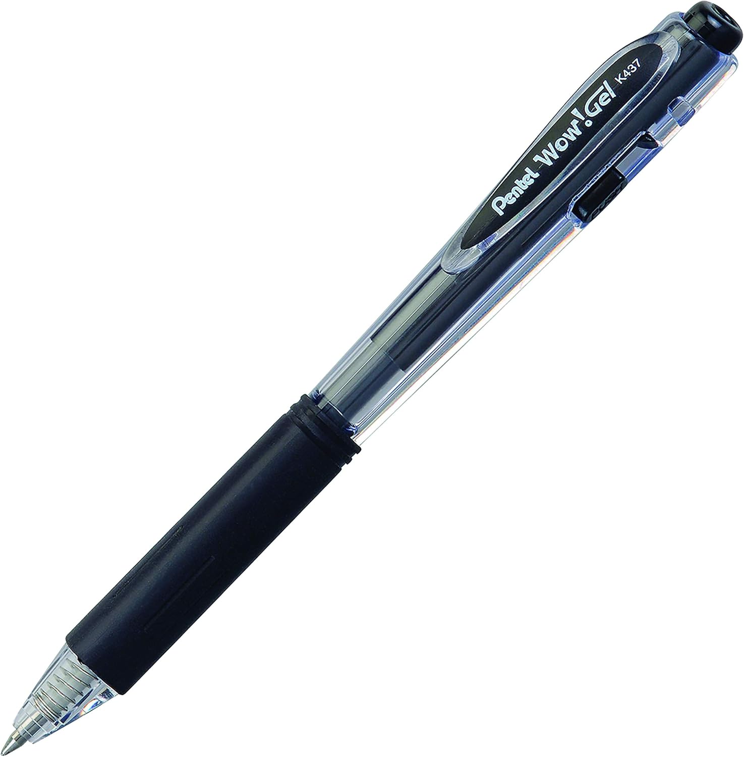 Pentel WOW! Gel Retractable Gel Pen 0.7mm Medium Line Black Ink, Box of 12 (K437-A) (Pack of 2)