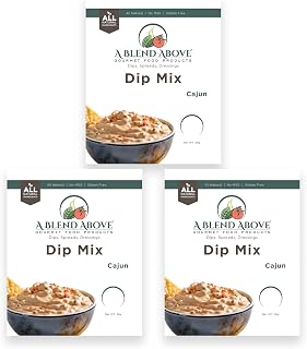 A Blend Above Cajun Dip Mix, 3 Packs, 1 oz. Each, Makes 16 Ounces, Gluten-Free, No MSG, All Natural, No Preservatives, Vegan Friendly, Keto Friendly, Vegetable Dip, Chip Dip, Low Carb, Easy to Make