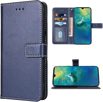 Compatible with Huawei Mate 20 Wallet Case Wrist Strap Lanyard Leather Flip Cover Card Holder Stand Cell Accessories Folio Phone Cases for Huwai Hwauei Hawaii Mate20 P20 Women Men Blue