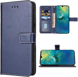 Compatible with Huawei Mate 20 Wallet Case Wrist Strap Lanyard Leather Flip Cover Card Holder Stand Cell Accessories Folio Phone Cases for Huwai Hwauei Hawaii Mate20 P20 Women Men Blue