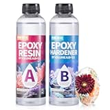 Pnente Artist-Grade Epoxy Resin – Self-Leveling&comma; Zero Bubbles & 5-Year UV Guard for River Tables&comma; Jewelry&comma; Resin Art – Beginner-Friendly 1&colon;1 Mix&comma; Non-Toxic & Non-Yellowing &lpar;16oz&rpar;