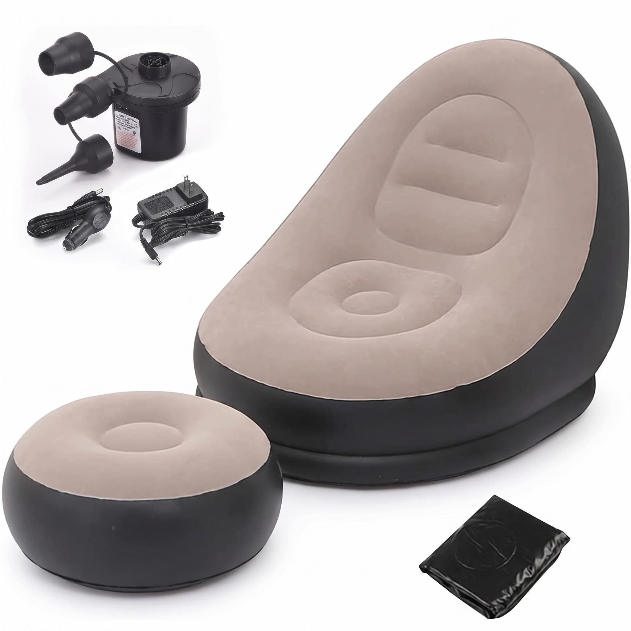 Inflatable Sofa with Household Air Pump - Air Couch Chair with Footstool for Indoor&Outdoor in Livingroom Bedroom Readingroom Office Balcony Garden Courtyard-image-27