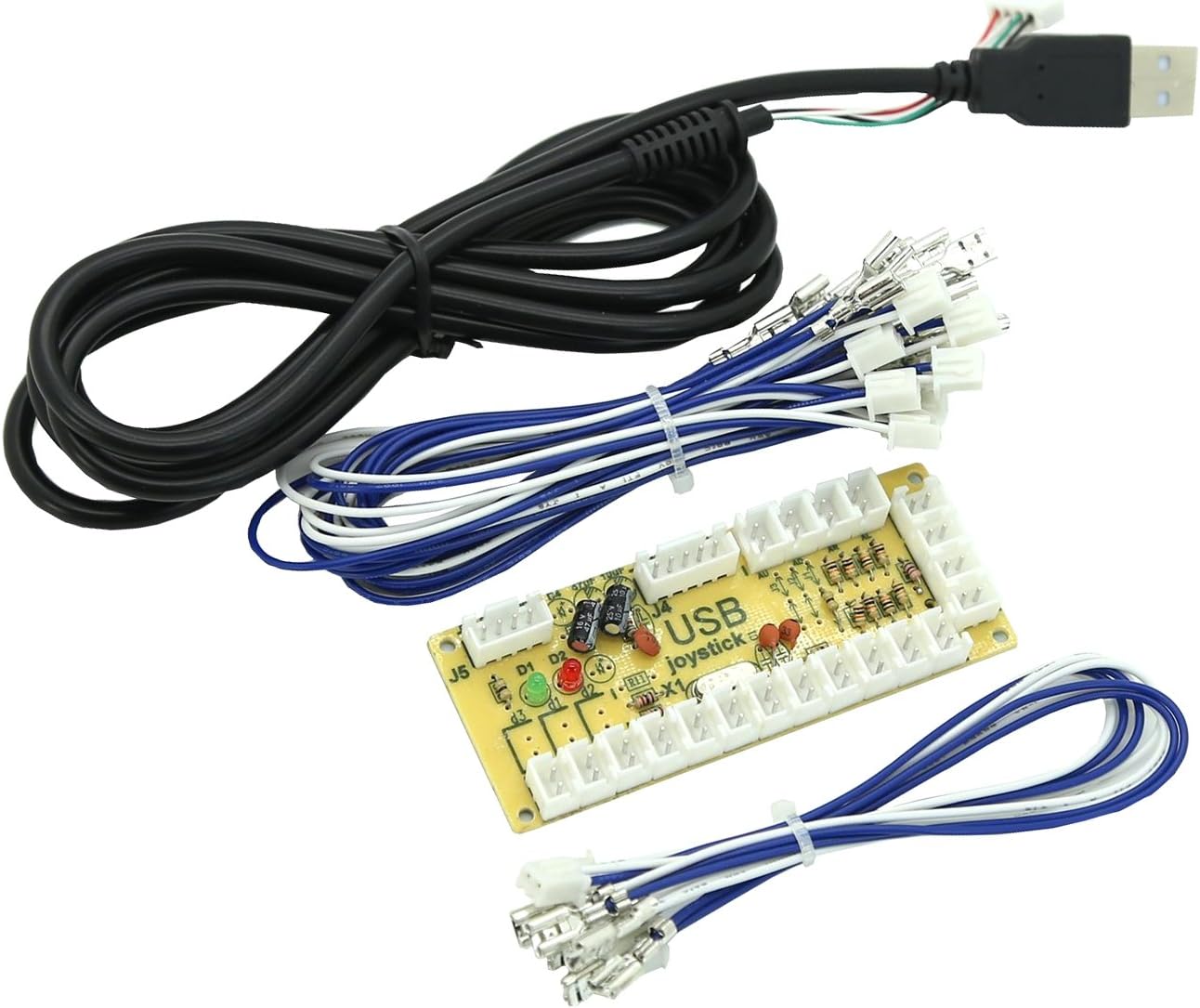 Amatek Zero Delay Arcade USB Encoder Pc to Joystick for Mame Jamma & Other Pc Fighting Games (Fit for 2pin Joystick + HAPP Push Button)