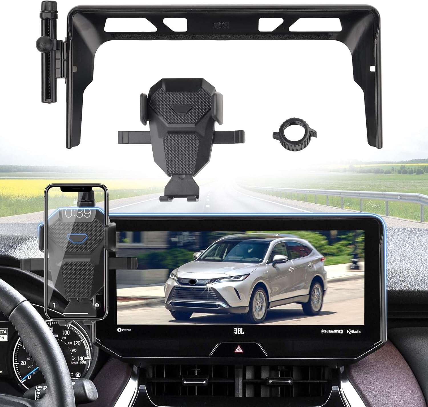 Car Phone Holder for 2021 2022 2023 2024 Toyota Venza Accessories,Adjustable Phone Mount ONLY for 8-inch Screen,Hands-Free Ultra Stable Phone Stand for All Phones