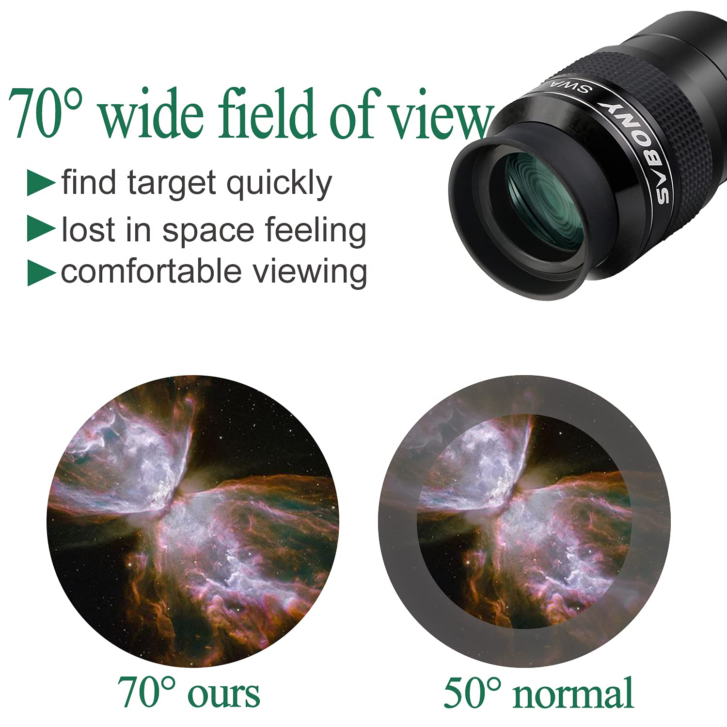 Svbony SV154 Oculaire 2 Pouces, 26mm 70 Degrés Oculaire Super Grand Angle FMC Oculaire de Télescope Achromatique pour l'Observation Planétaire