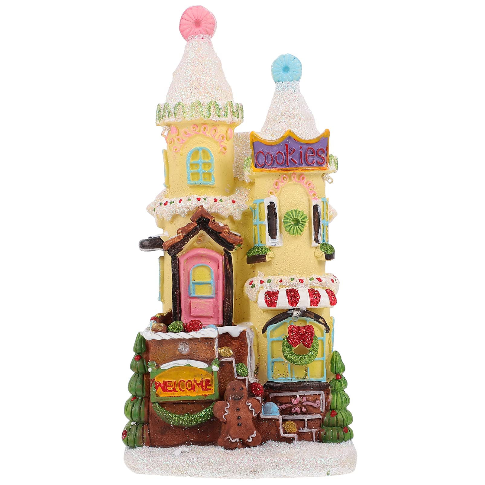ibasenice 1 Pc Casa Resplandor Navideña Casa Luminosa De Navidad Iluminar La Decoración del Pueblo Ilumina La Escena del Pueblo Decoración De La Cabaña De Troncos Resina Miniatura La Señal